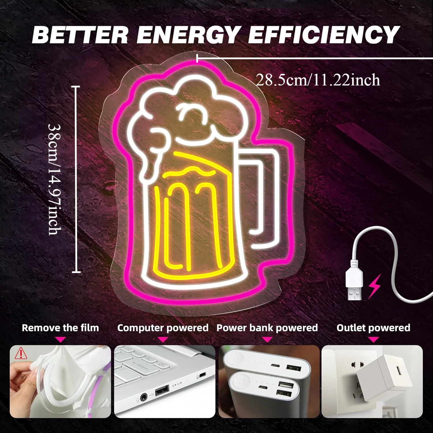 Beer Neon Light Sign LED Lighting Sign USB Powered Wall Decor for Bar Restaurant Party Club Pub Birthday Gift for Friend