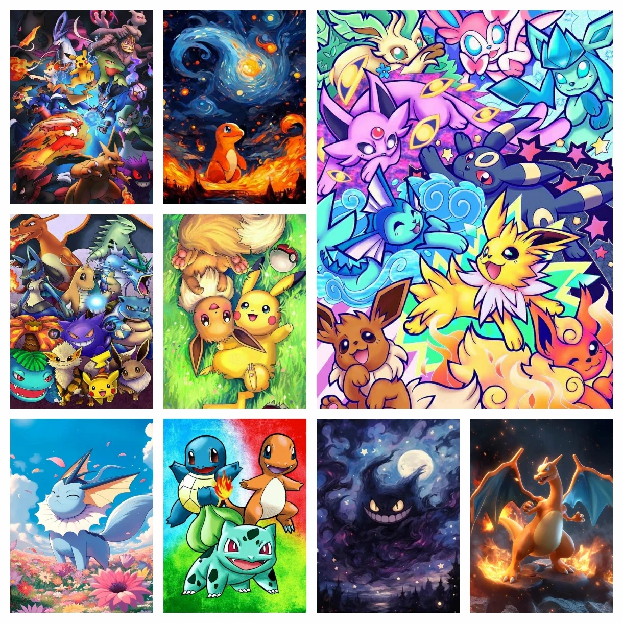 New Pokemon DIY Diamond Painting Gengar Diamond Embroidery Art Mosaic Oil Painting Home Room Decor Kids Hand Gift