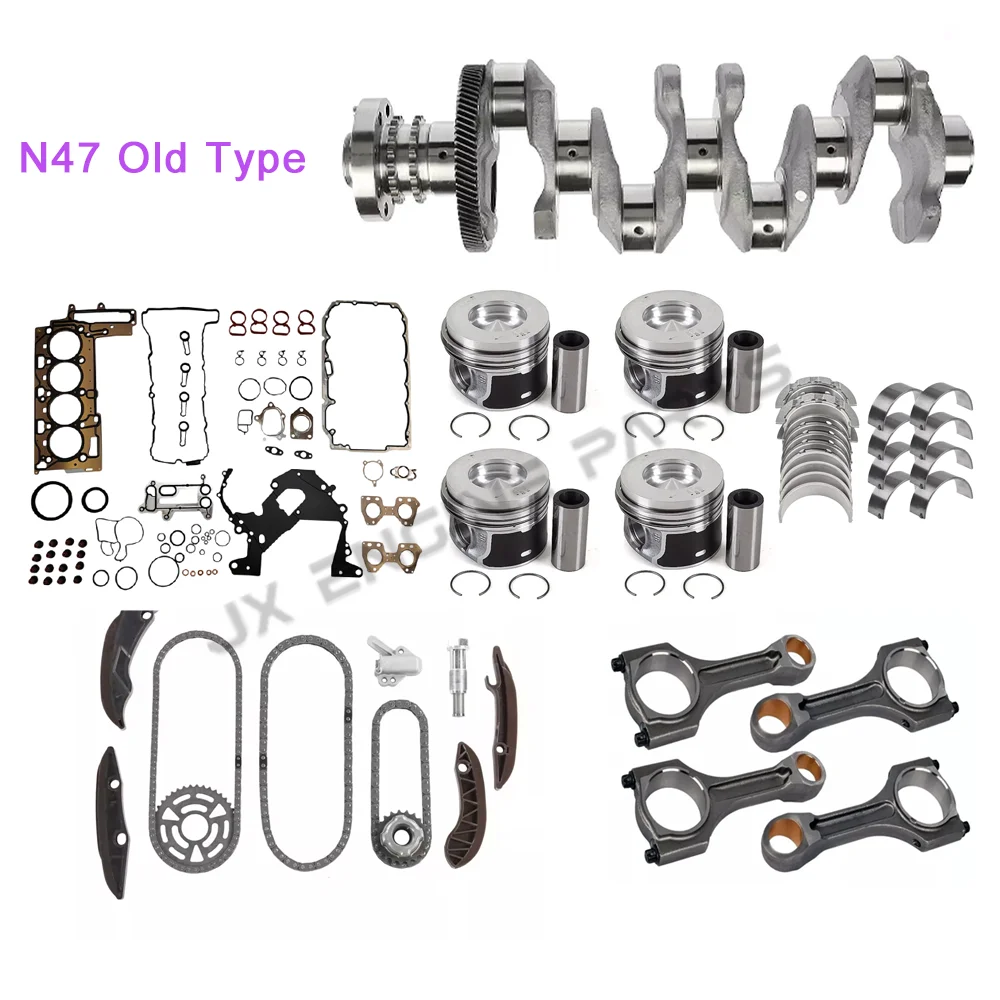 N47 Engine Rebuild Timing Chain Kit Crankshaft ConRod Bearing Piston Gasket Set For BMW MINI 2.0 116d 418d 520d X1 X3 X5 2.0L