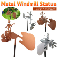 Metal Wind Spinner Metal Drummer /Guitar Windmill Statue Decorative Wind Power Rock Art Statue for Garden Yard Patio Lawn