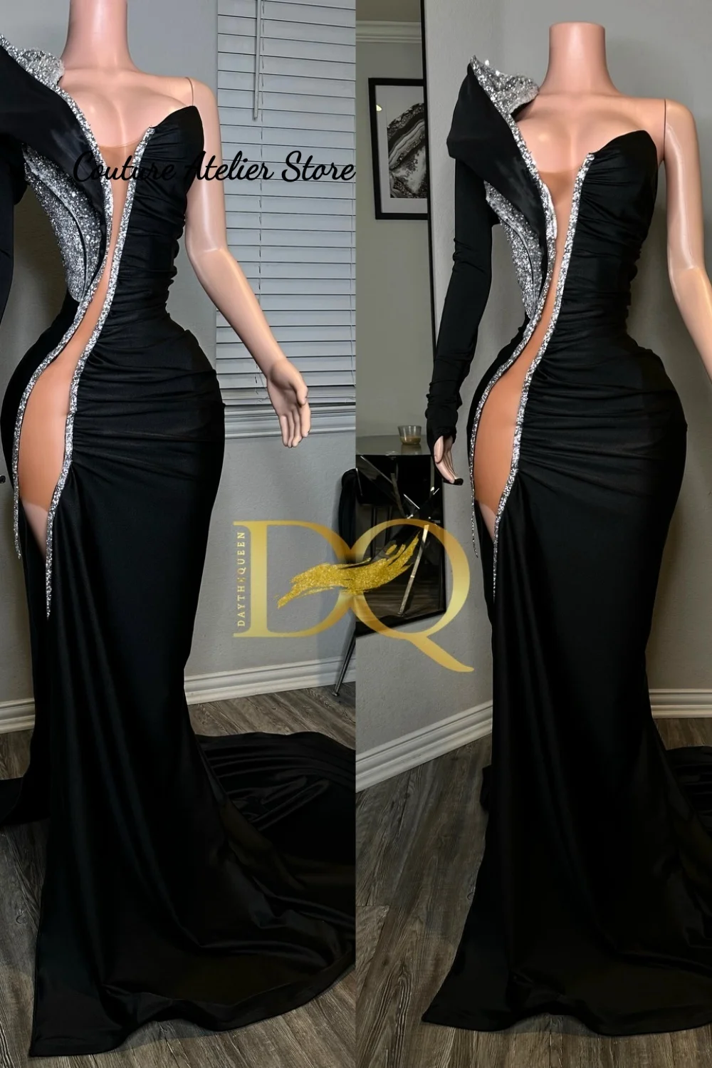 

Black Long Sleeve Mermaid Prom Dresses 2026 For Black Girls Luxury Beaded Wedding Dress Birthday Party Gown Customized