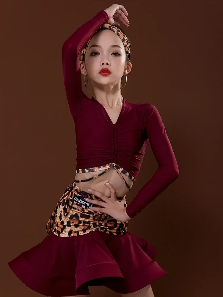 Vestito da ballo per bambini rumba samba vestito da spettacolo palcoscenico abbigliamento da ballo latino per ragazze latino Cha Tango vestito da ballo da sala