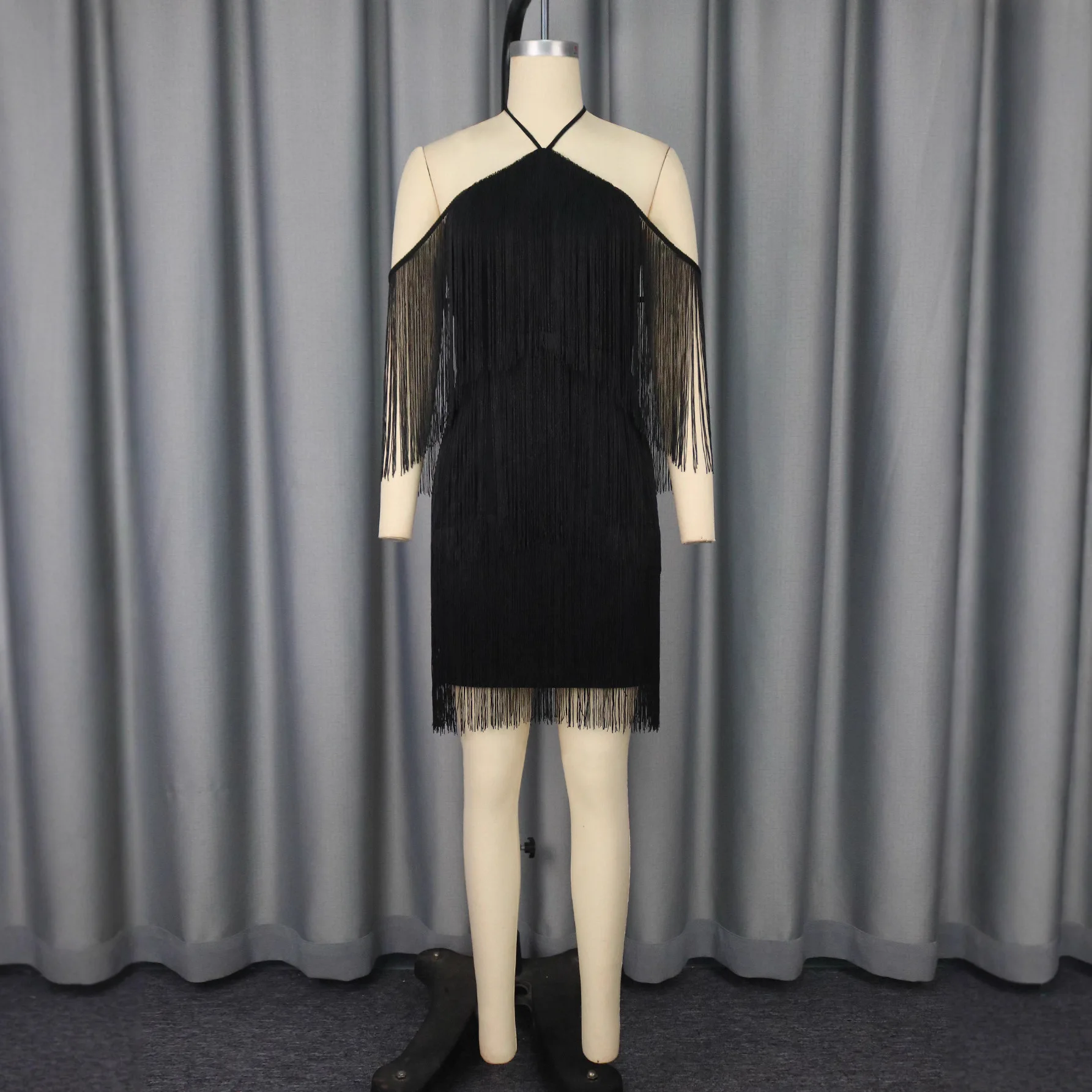 Sexy Strapless Off-shoulder Kwastje Jurk Zwart Slim Fit Bodycon Party Cocktailjurk Corset 2025, Zomerjurk Gewaad vestido Vrouwen