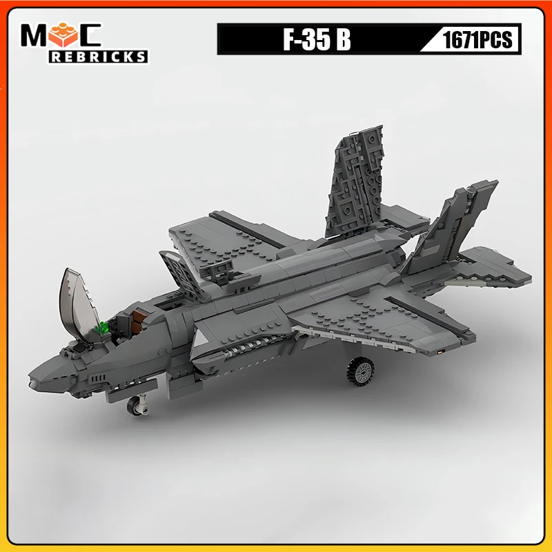 Multipurpose Fighter F-35 B Lightning II High-tech Stealth Combat Aircraft MOC Building Blocks Model Kid's Bricks Toys Xmas Gift