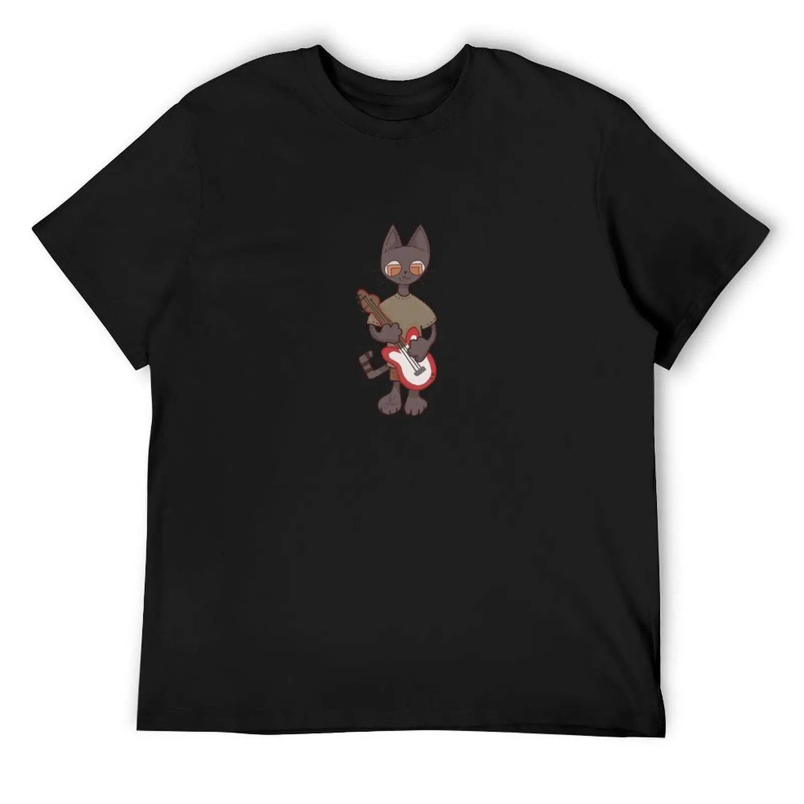 

Cat with red guitar T-Shirt quick-drying baggy shirts shirts graphic tee men