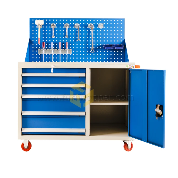 Garage Metal Tool Trolley Chest Workshop Hardware Tool Cabinet  Auto Repair Mobile Storage Station Workbench