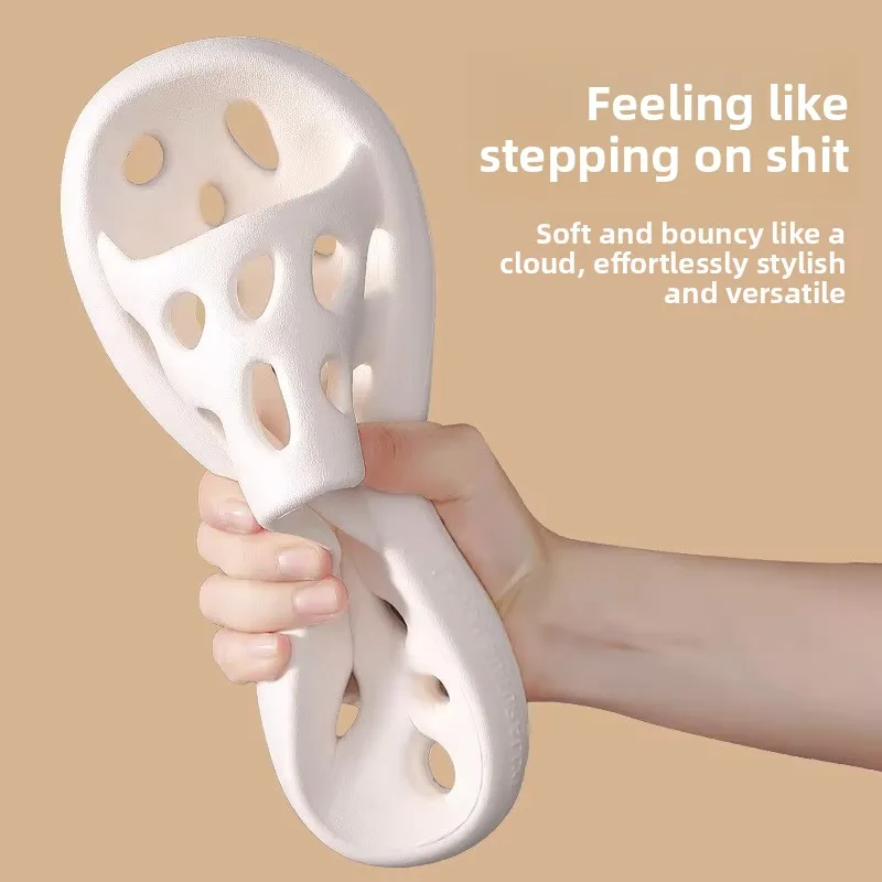

Bathroom Slippers Women Leaking Sandals Cheese Slides Summer Eva Shoes For Men Soft Anti-Slip Flip Flops Couples Indoor Slipper
