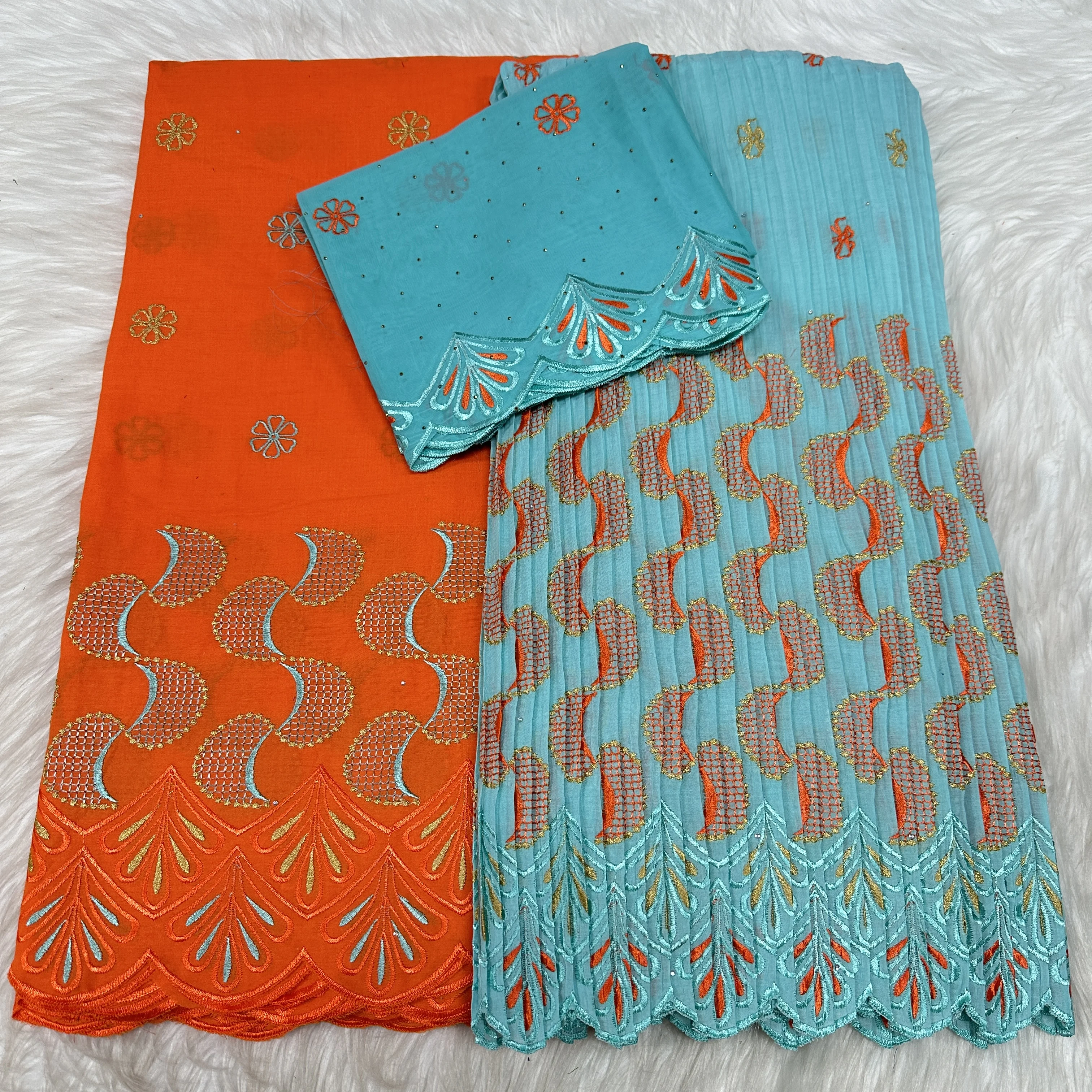 

2.5+2+2yards Latest Swiss Lace Fabric With Stones Nigerian African France 2025 High End Cotton for Bride Wedding Party Sew Dress