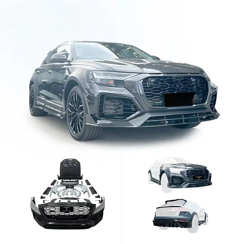 Für RS Q8 Upgrade auf MSY Wide BodyKit: Carbonfaser-Motorhaube, Frontspoilerlippe, Heckdiffusor, Heckspoiler, Seitenschweller und Radlaufverbreiterungen