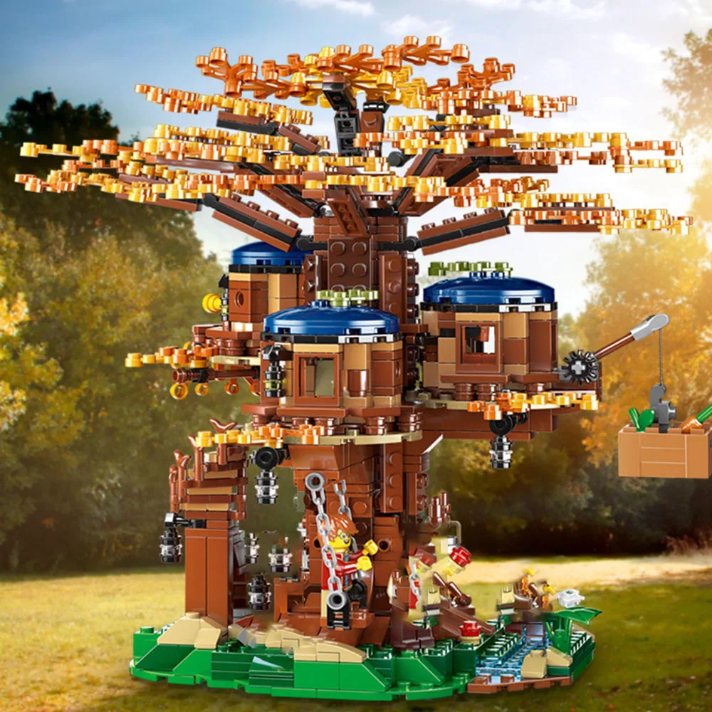 MOC 1013Pcs All Seasons Treehouse City Building Blocks Tree House creator Room Home Bricks Set Kids Children Toys Gift