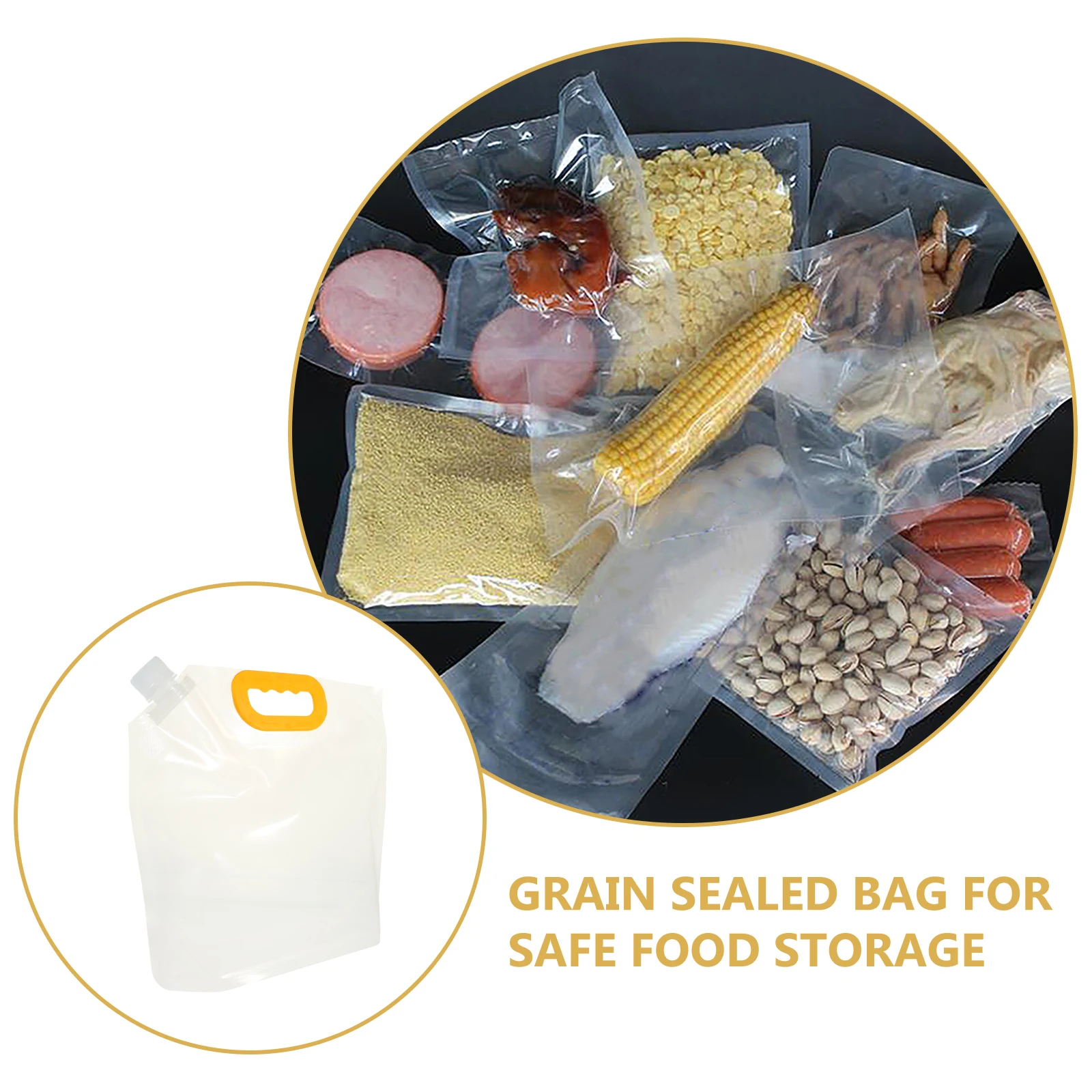 

10pcs Reusable Food Storage Bags Transparent Grain Sealed Bag Handles Resealable Nuts Bags Long Time Use PAPE