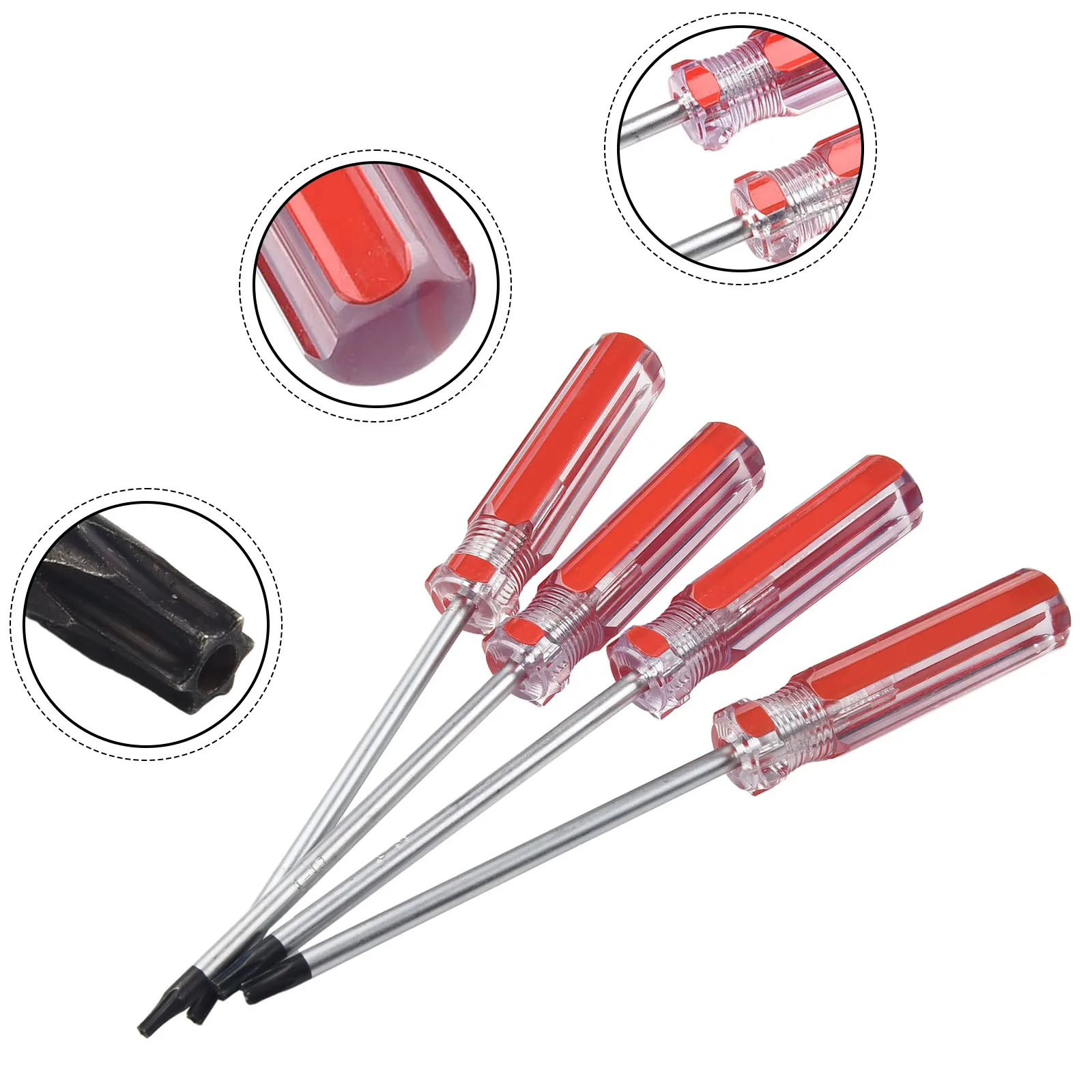 

5Pcs Star Torx Screwdriver Set Magnetic Tip Bit Driver T15/T20/T25/T27/T30 75mm PVC Handle For Repairing Household Manual Tools