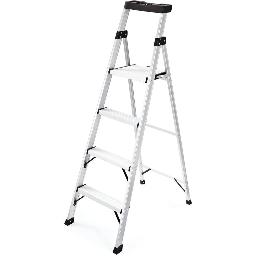 5.5 ft. Step Ladder, Aluminum Lightweight with Project Top, Silver, Tested to US Safety Standards, No Assembly Required