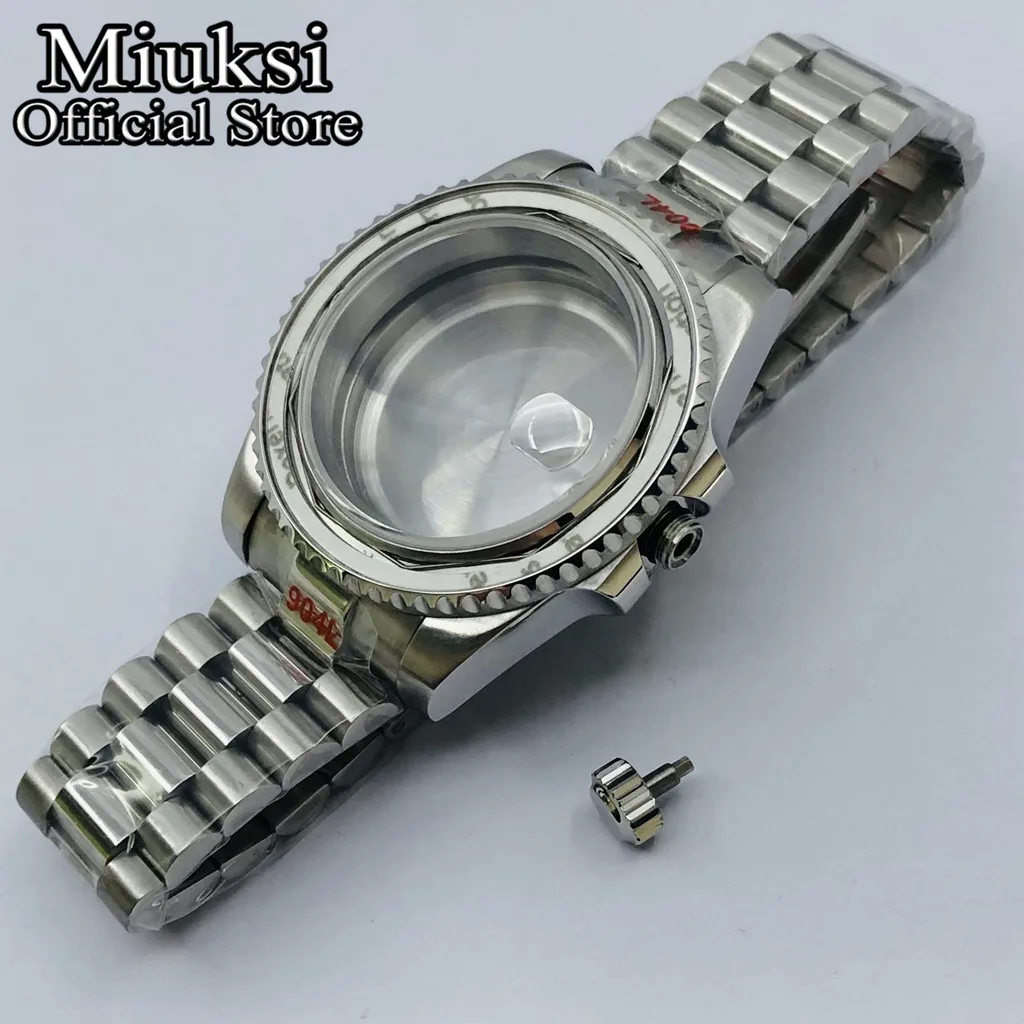 Miuksi 40mm silver gold black watch case sapphire glass fit NH35 NH36 NH34 ETA2824 2836 Miyota8215 DG2813 3804 PT5000 movement