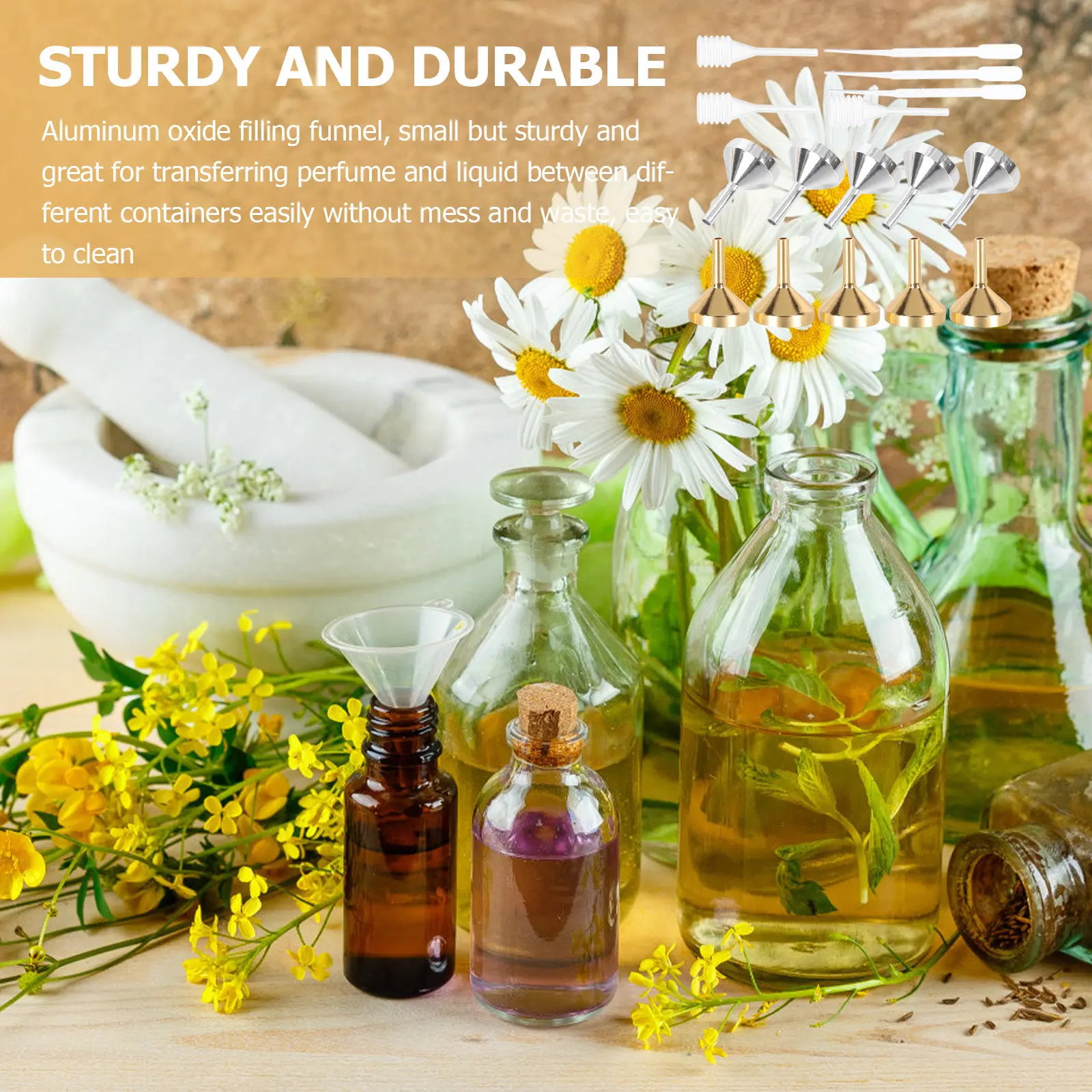1Set Portable Aluminum Oxide Mini Funnel for Filling Perfume Essential Oils Liquid Dispensing Small Bottles Reusable
