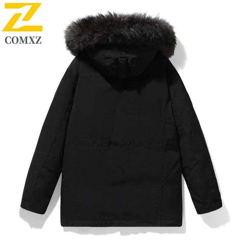 سترة COMXZ للرجال على الطراز الكوري بغطاء للرأس للسفر مقاومة للرياح سترة دافئة بتصميم ياقة ماو خفيفة الوزن ومقاومة للرياح معطف شتوي #2