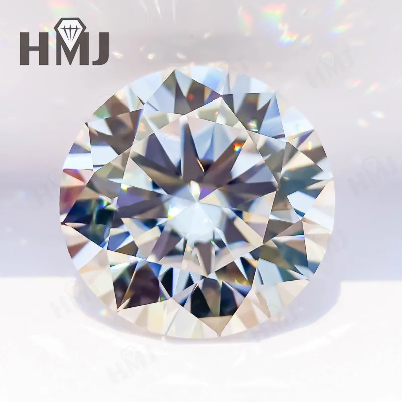 HMJ 0,1-13 Karat Moissanit-Stein, runde Form, Farbe D, Reinheit VVS1, Brillantschliff, Diamanttester-geprüft, mit GRA-Zertifikat, Perlen – Detail 28