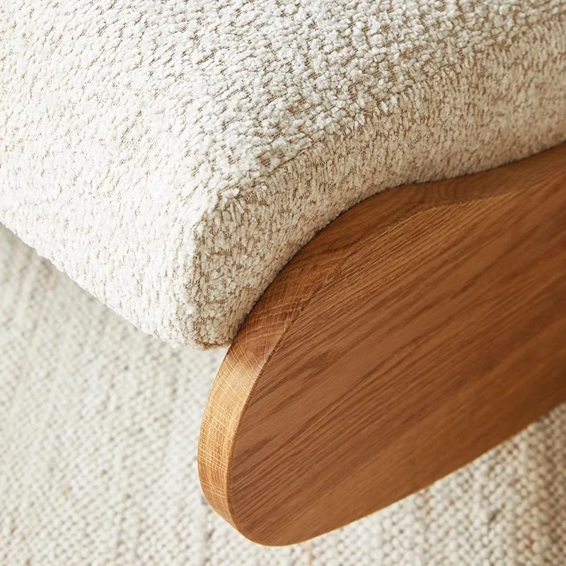 كرسي هزاز بسيط من خشب الكرز، كرسي هزاز منزلي فردي، كرسي هزاز كريمي، شرفة الرياح، كرسي هزاز كبير كسول