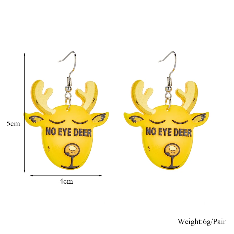 YAOLOGE Acrylic Exaggerated Cartoon Moose Head Letter Drop Earrings For Women Fashion Girls Ear Hook Jewelry Festivals Gifts