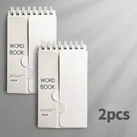 2Pcs/Set Portable Vocabulary Memory Notepad Shorthand Spiral Notebook for Planning and Memorization with Cover-Up Feature