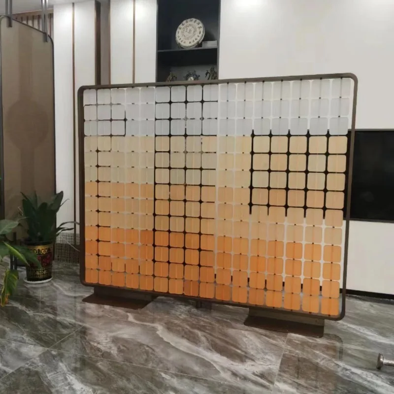 

Подвесной экран из нержавеющей стали с хрустальным стеклом по индивидуальному заказу, перегородка для дивана, подвесной экран из хрустального стекла для отеля