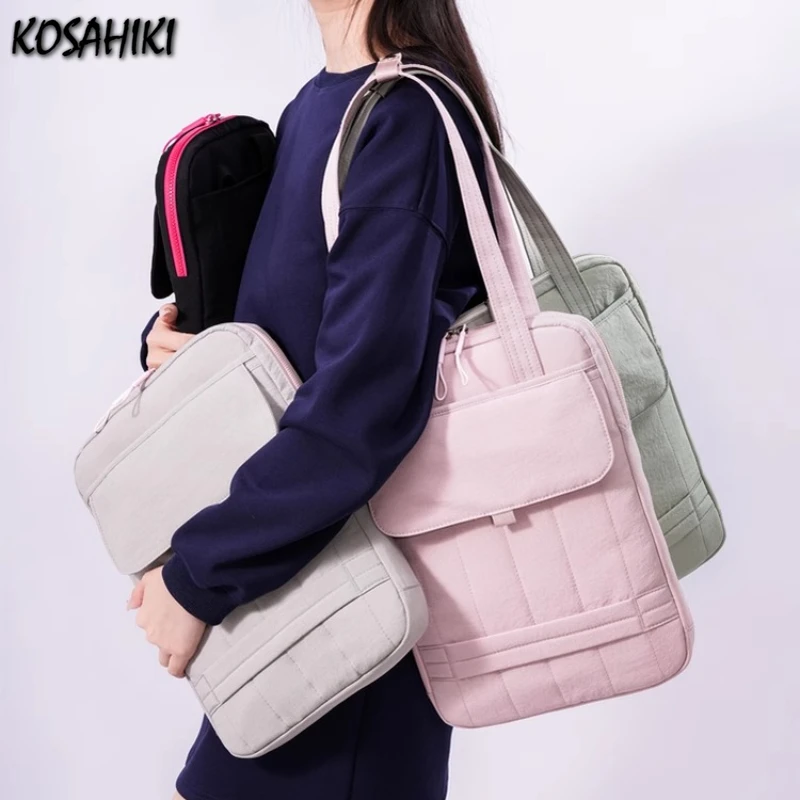 

Korean Vintage 15.6 Inch Laptop Bags Streetwear Casual Women's Handbags Y2k Aesthetic All Match Shoulder Underarm Bag Fashion