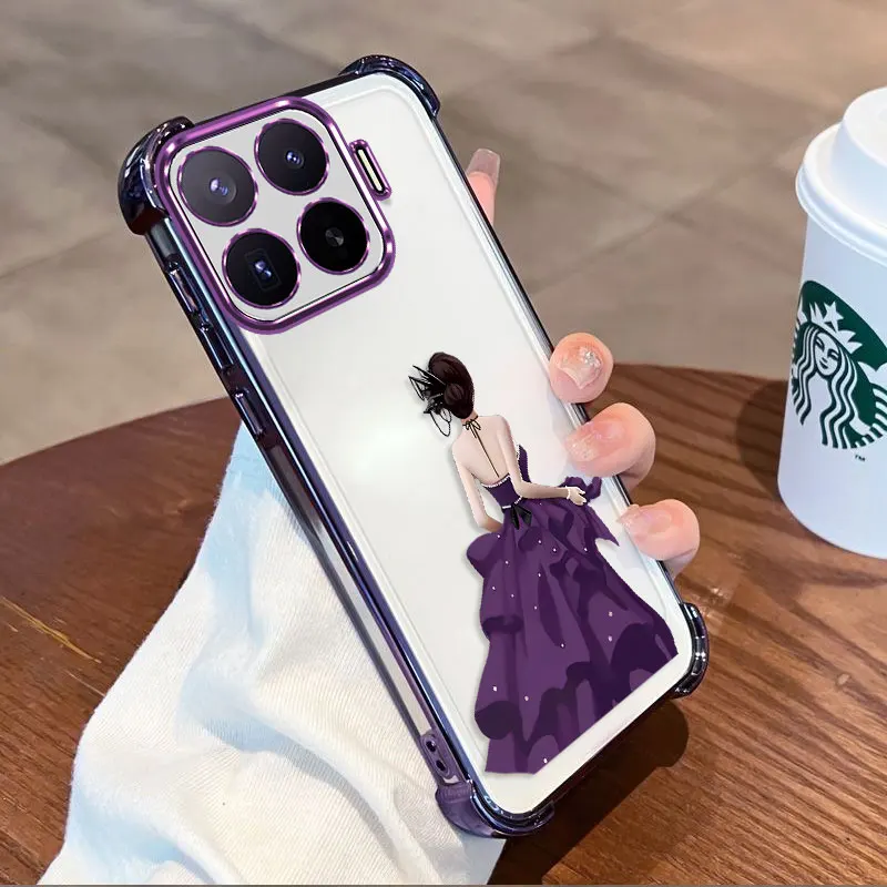Plating Protective Cover For Xiaomi 17T Pro Case Flxebile TPU Four-corner Shockproof Butterfly Print Pattern Fundas