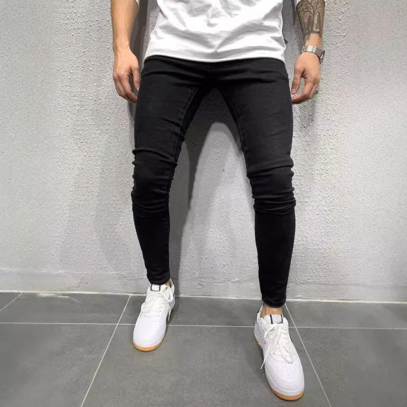 High Quality European and American Men's Stretch Skinny Jeans Foreign Trade Independent Station Classic Four Colors