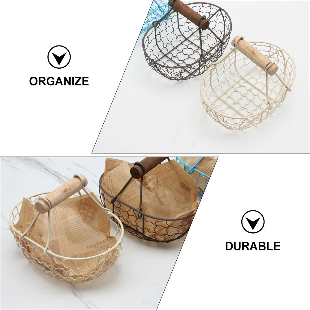 Wrought Iron Storage Basket Multi-purpose Desktop Holder Banana Beige Decorative Fruit Creative