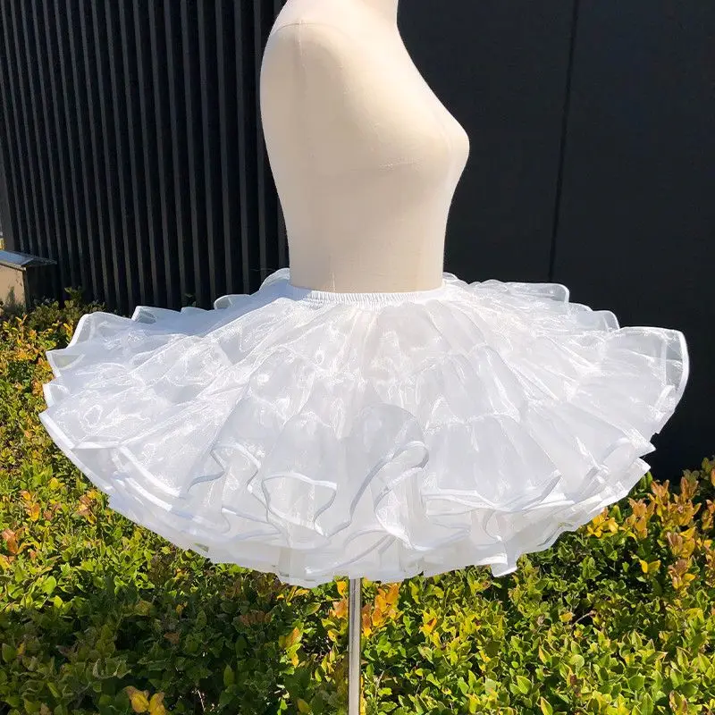 NONSAR Lolita Violent Skirt Support Dog Short Boneless Soft Gauze Fluffy White Petticoats Flower Field Lolita Clouds Underskirt