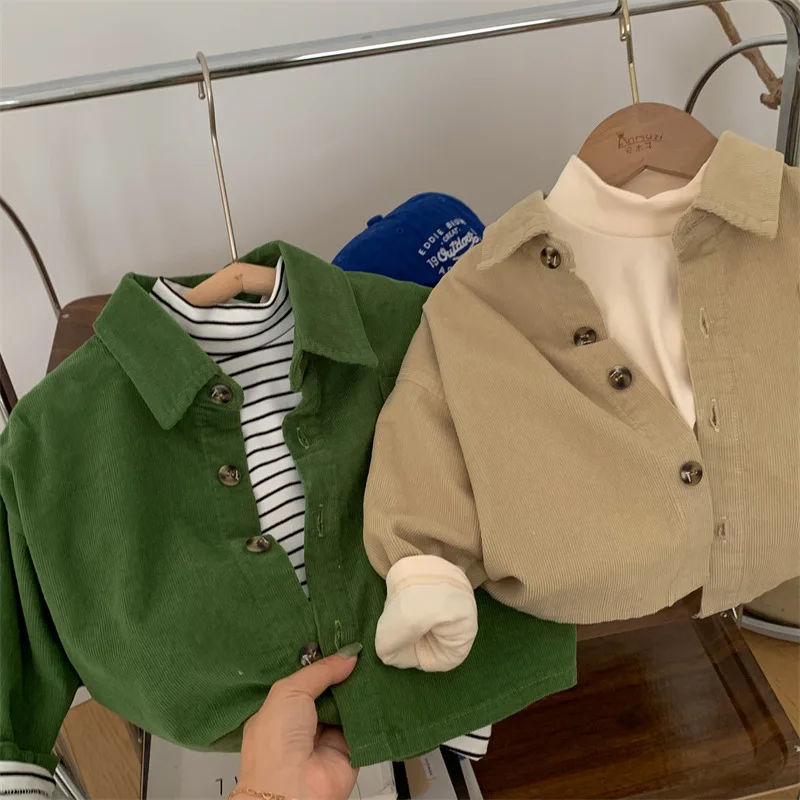 Spring And Autumn Shirt South Korea Children's Wear Boys Autumn Wear Western-style Corduroy