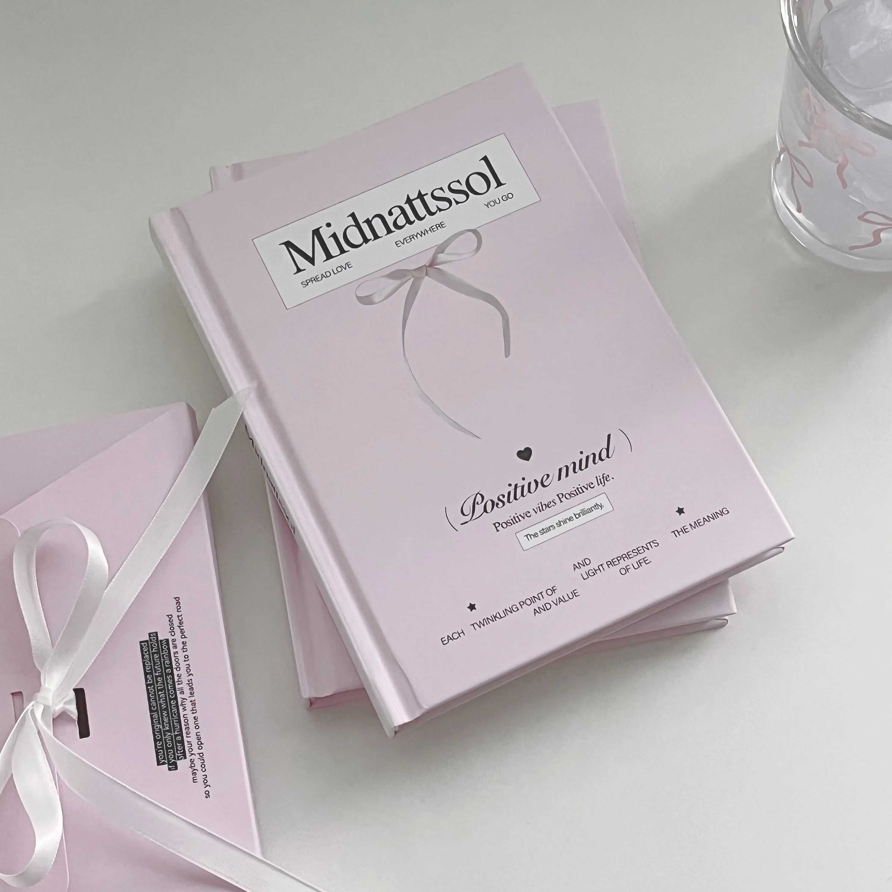 Pink Bow B6 Hardcover Notebook - Aesthetic Korean Ins Journal with Colorful Pages, Cute Diary for Girls Korean 포카 바인더