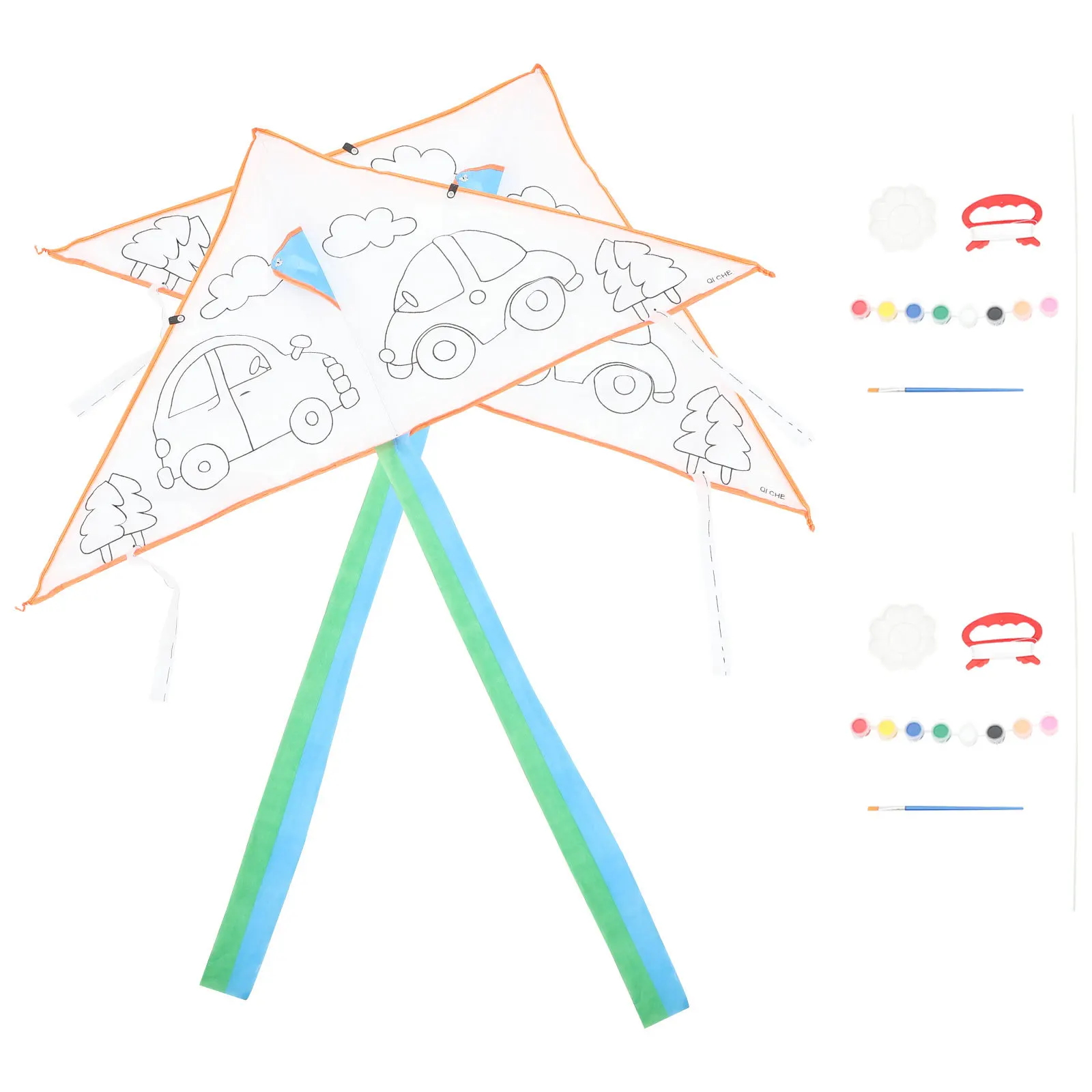 Cerf-volant peint à la main en Polyester de qualité supérieure, 2 ensembles, Long temps de vol, parc en plein air, activité de plage, artisanat d'art créatif pour enfants, bricolage, 2 ensembles