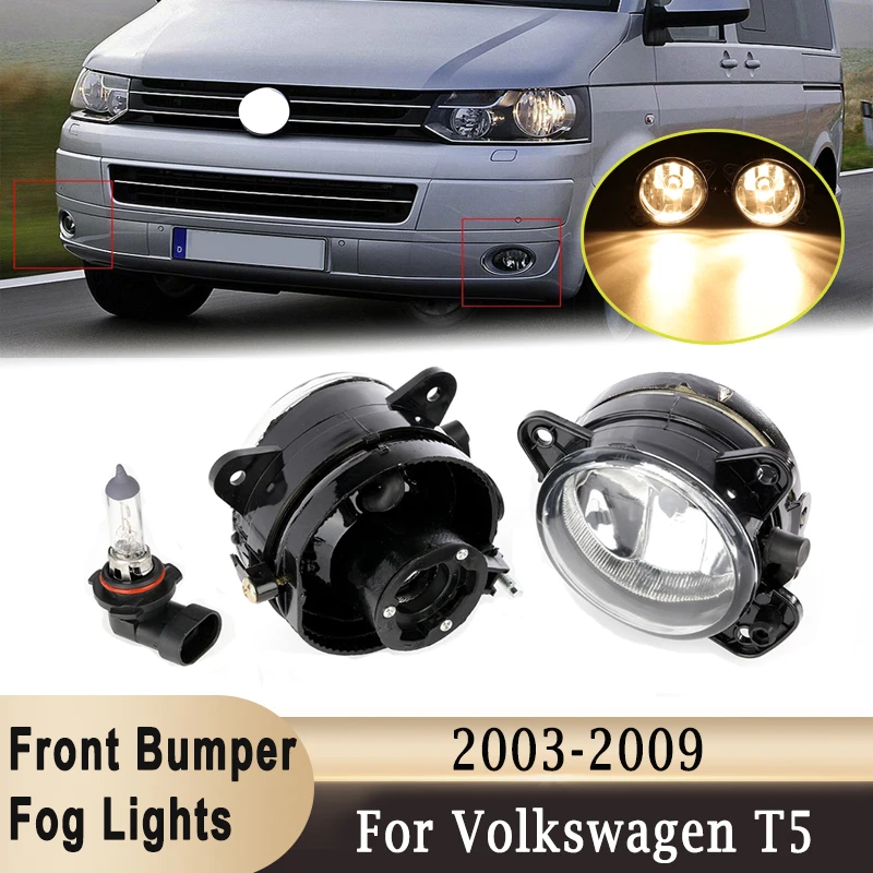 For Volkswagen VW Transporter Multivan T5 2003-2009 Fog Lights Left & Right Front Bumper Fog Lamp with Bulbs 6QD941699 6QD941700