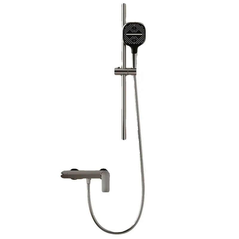

Roof-free spray split type, simple gun gray shower shower set, all-copper hot and cold water mixing valve faucet with lifting