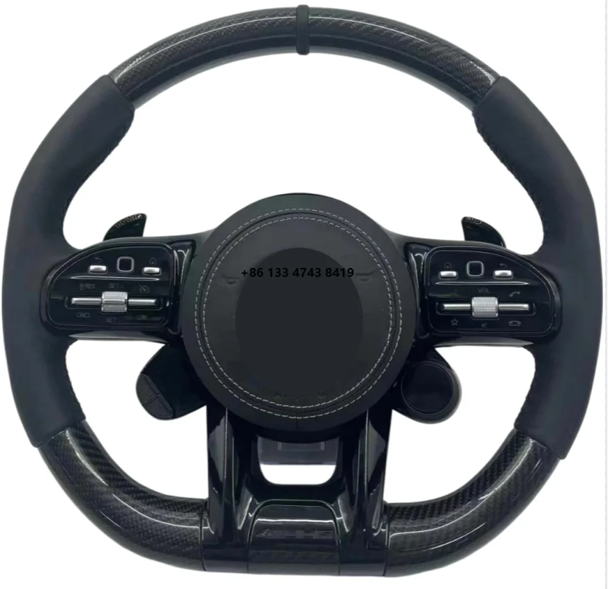 

Улучшенный руль из черного карбона с красной этикеткой для C, GLC, E, S, CLS