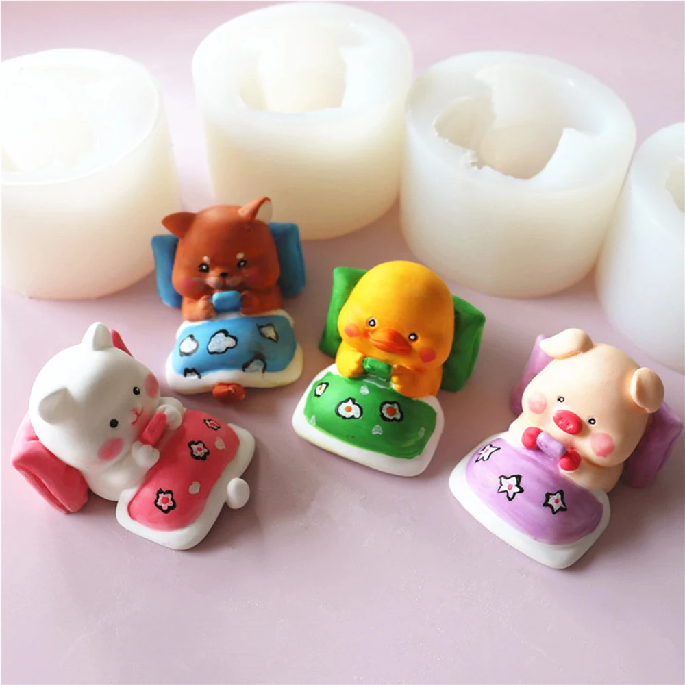 Cute Cartoon Animal Fondant Mold Silicone Home Decor Birthday Cake Decoration Fudge Pastry Baking Tool Ornament Gift