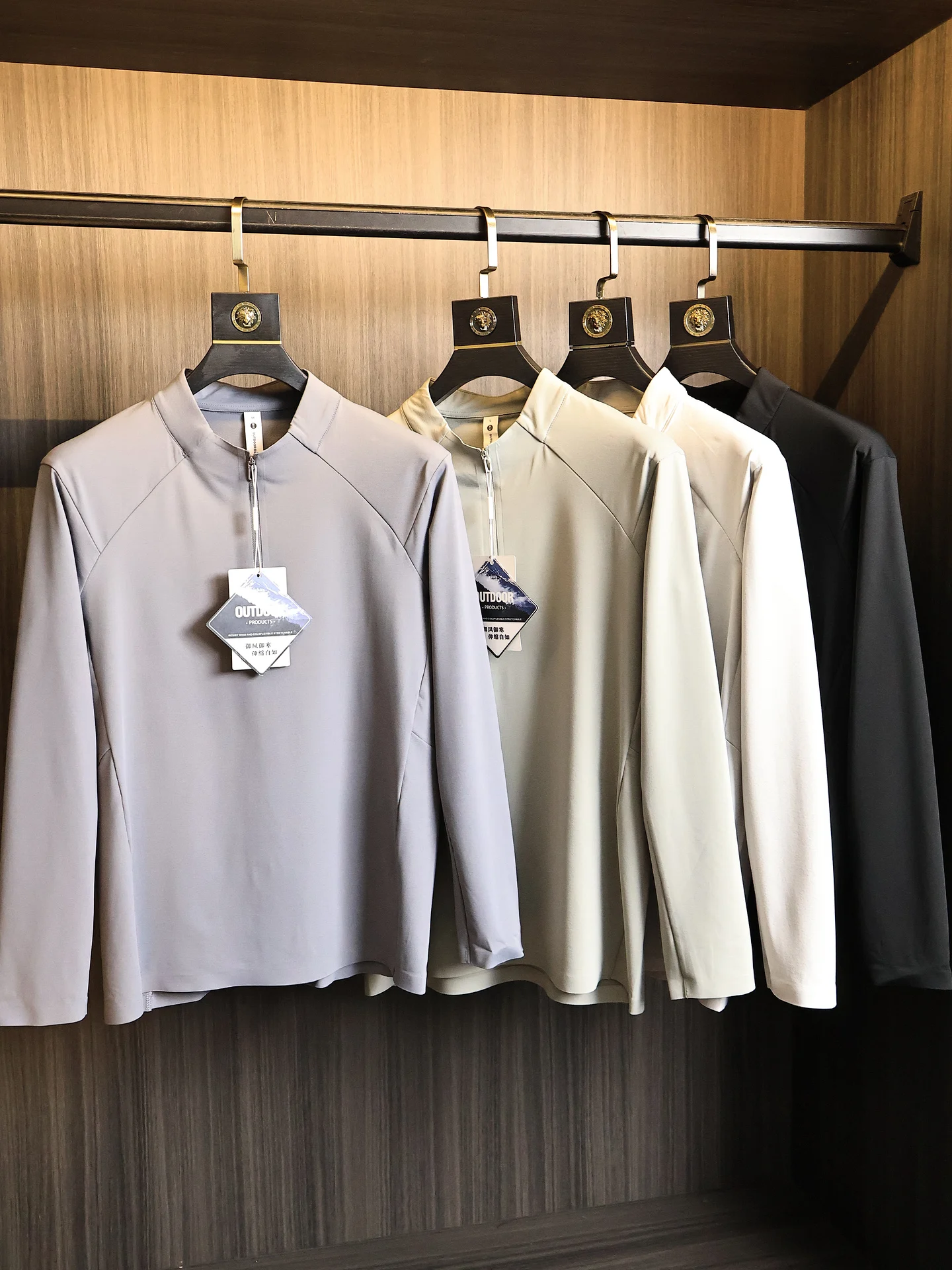Men's Outdoor Sports Long Sleeve T-Shirt Fleece Lined Half Zipper Full Glue Technology Seamless Modern Style Polyester Fiber