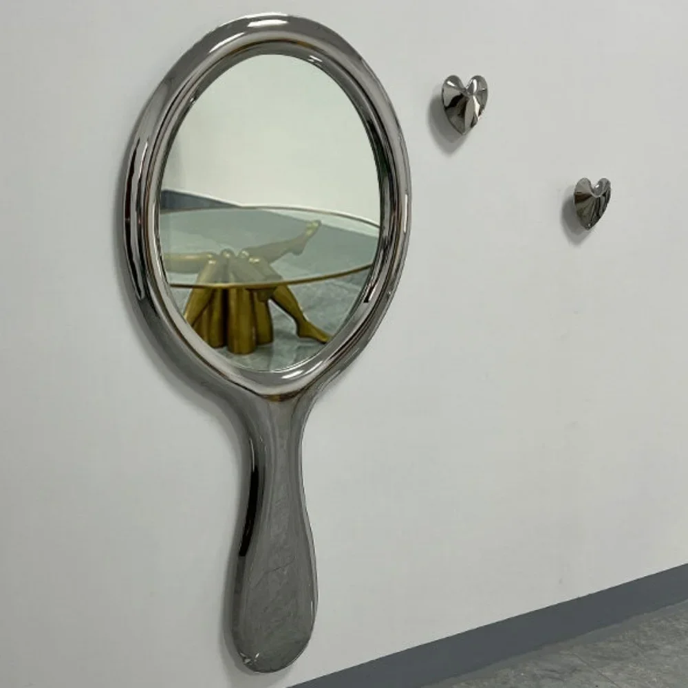 Luxury stainless steel lollipop bow tie wall-mounted art mirror, suitable for modern porch, living room, bedroom design