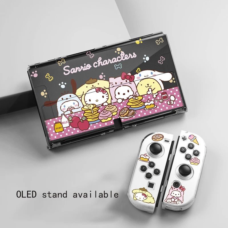 เคสป้องกันสวิตช์ olnd/ns น่ารักน่ารัก SANRIO Kuromi Hello Kitty เปลือกแข็งโปร่งใสเปิดใช้งานได้ลายการ์ตูนน่ารัก