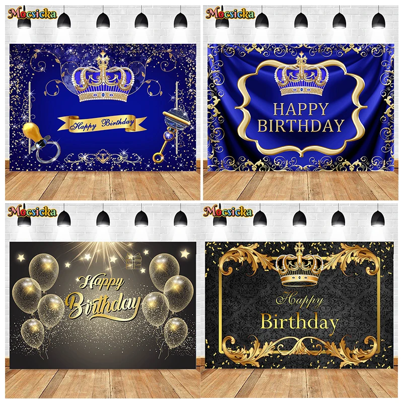 Mocsicka Birthday Party Backdrop Poster Gold Glitter Balloon Decor Cake Family Shoot Name Customized Photo Background Banner