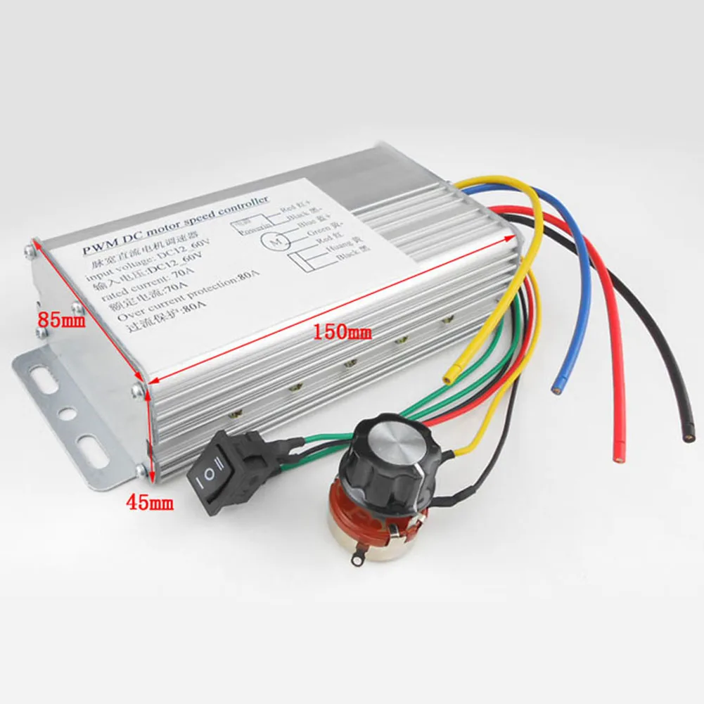 

DC 12V 24V 36V 48V 70A 4000W DC Motor PWM Speed Control Brush Controller For Positive And Negative DC Motor Controller