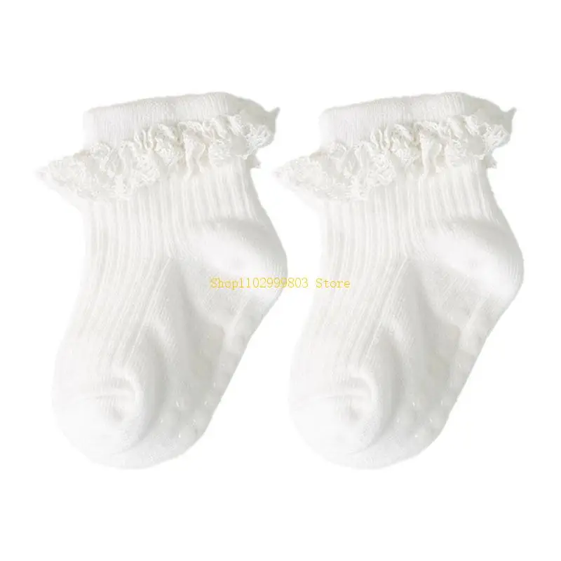 1 Pair Baby Lace Ruffled Socks 0-6 Months Infant Girls Foot Wear Anti Slip Socks J0MF