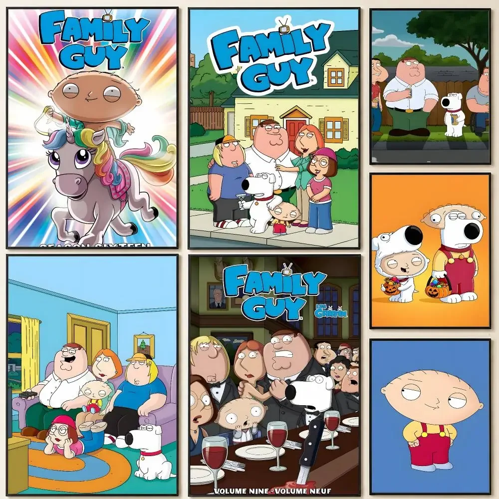Cartoon Family Guy Peter Griffin Stewie Poster HD Self Adhesive Wall Art Waterproof Removable  for Bedroom Living Home Decor