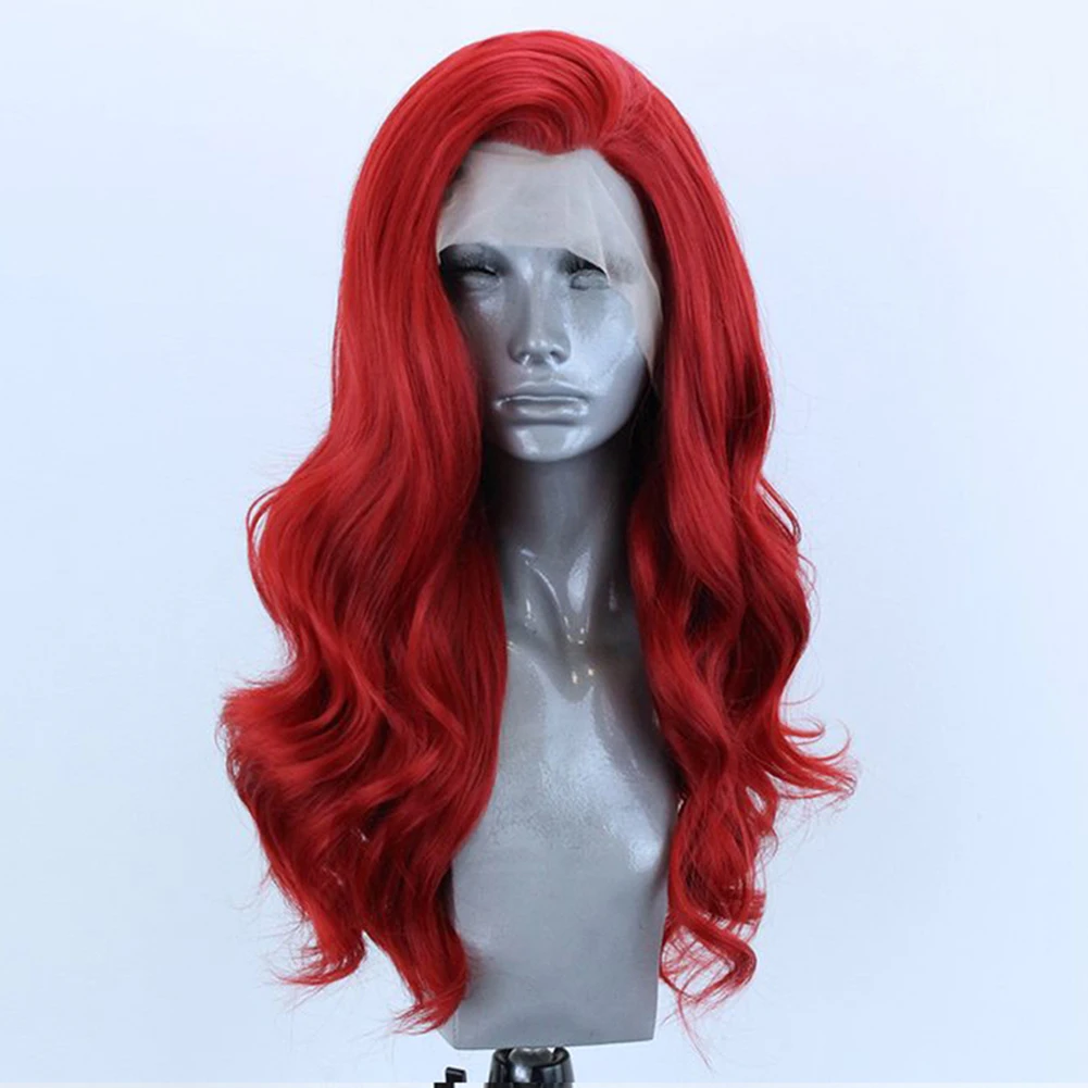 AIMEYA 13x4 الأحمر الدانتيل شعر مستعار أمامي طويل الجسم موجة الشعر الاصطناعية غلويليس شعري طبيعي ارتداء اليومي تأثيري الباروكات للنساء الطرف
