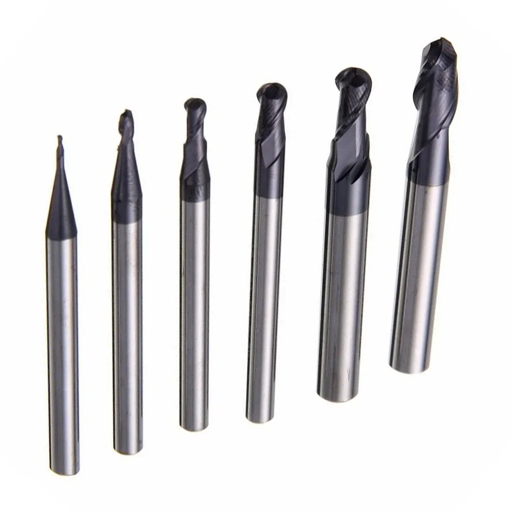 

6PCS Solid Carbide Ball Nose End Mill Set CNC Tools for Finishing and Roughing of Aluminum Profiles R0 5 to 3 0MM