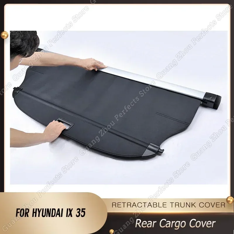 

Rear Cargo Cover For Hyundai ix35 2010-2016 2017-2021 Leather Canvas Retractable Trunk Bulkhead Curtain Modified Accessories