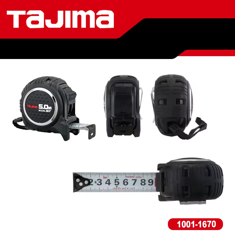 TAJIMA 1001-1670 High Precision Steel Tape Measure 5M x 19mm Retractable Auto Lock Manual Measuring Tool