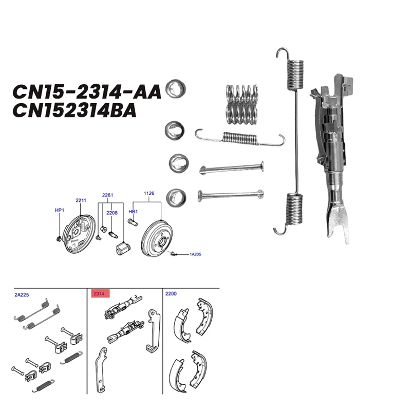 AU05 -1Set Car Brake Shoe Clearance Adjuster Kit CN15-2314-AA CN152314BA For Ford Ecosport 2013-2018 Brake Adjuster Repair