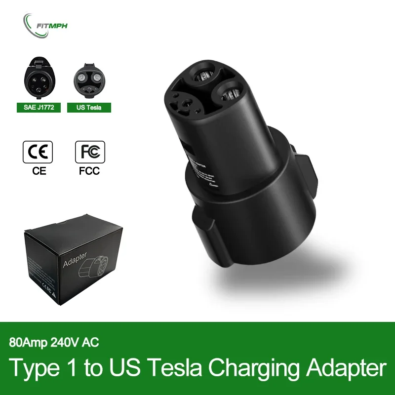 

FITMPH Type1 to US Tesla 80Amp 240V AC Adapter, Compatible with Model 3,Y,X,S, A must-have for outdoor car trips